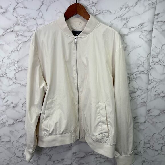 H&M Men’s Bomber Jacket sz XXL Cream Full Zip NEW # G442 - Picture 3 of 9
